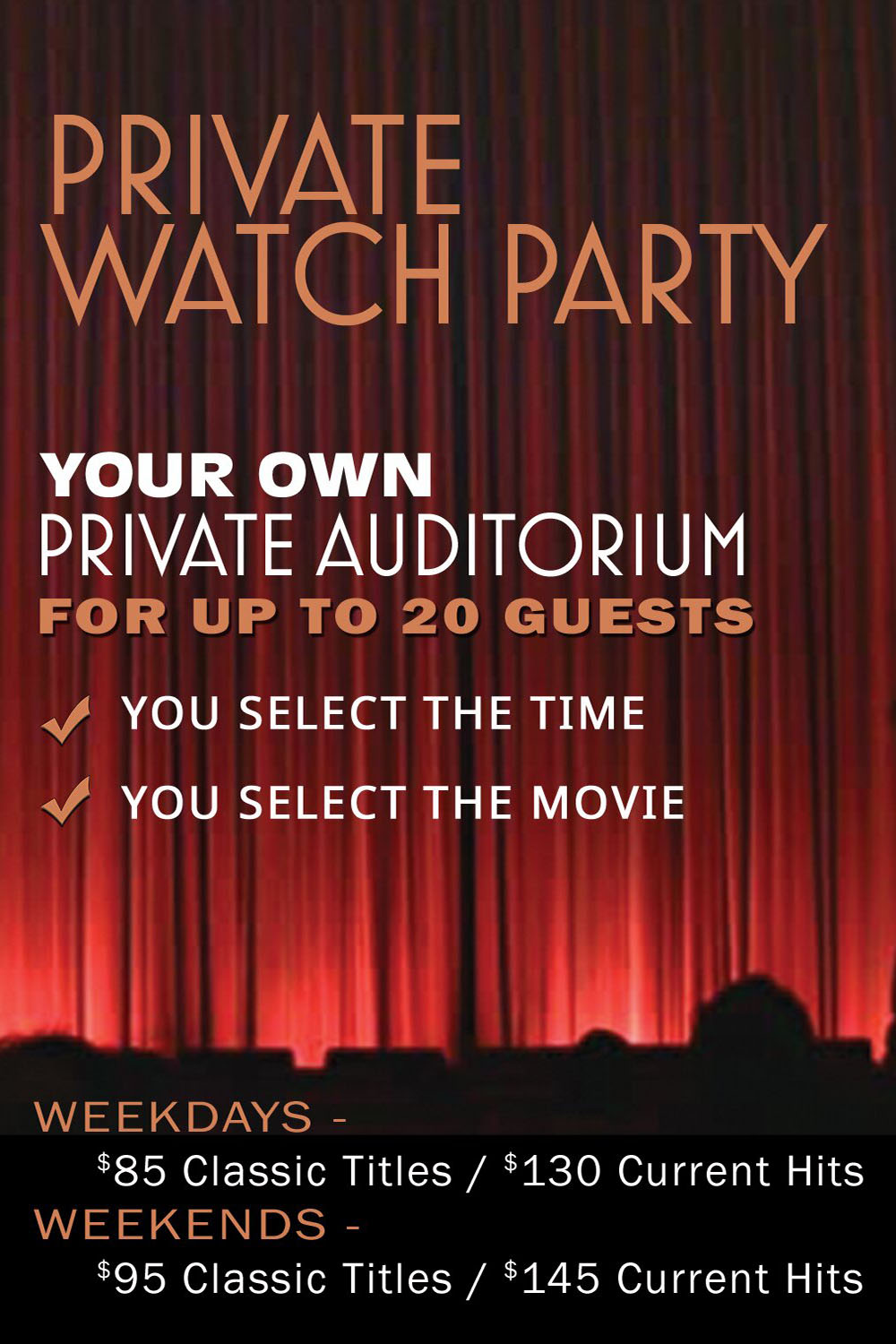 Private Watch Party (20 Guests) Cinema West