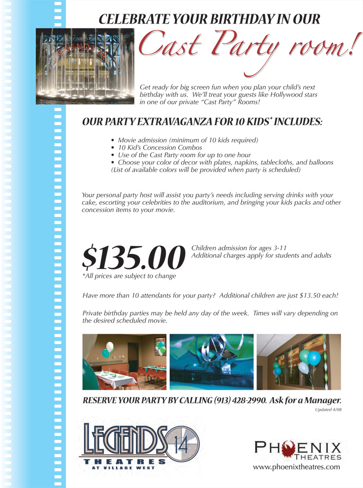 Phoenix Adlabs Theatres - Legend Party Flyer